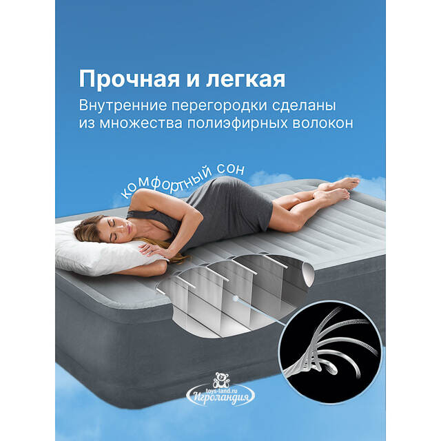 Надувная кровать с насосом Premaire I 99*191*46 см INTEX