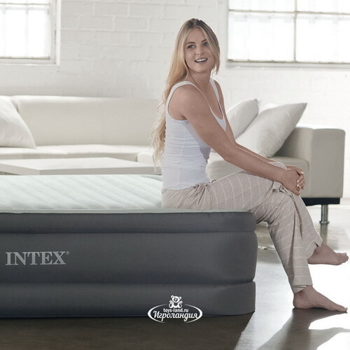 Надувная кровать с насосом Premaire I 152*203*46 см INTEX