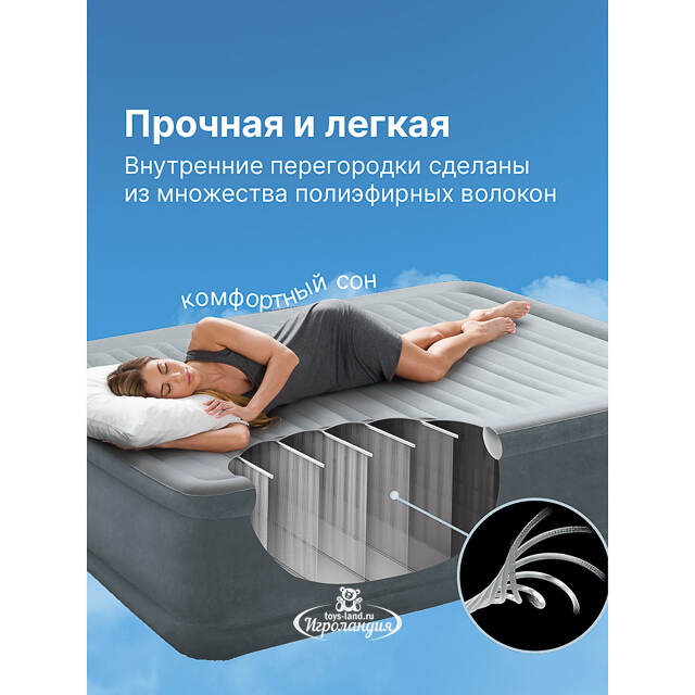 Надувная кровать с насосом Premaire I 137*191*46 см INTEX