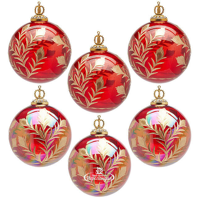 Елочные шары Rosso Prezioso 10 см, стекло, 12 шт EDG