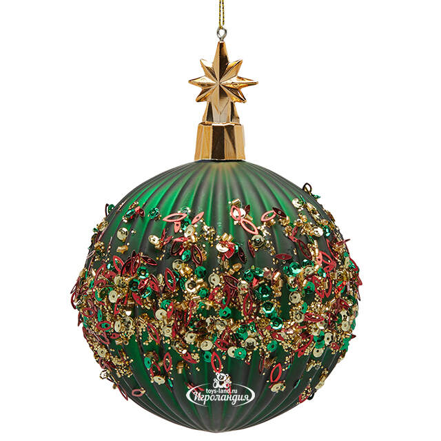 Стеклянный елочный шар Cielo Stellato 10 см зеленый EDG