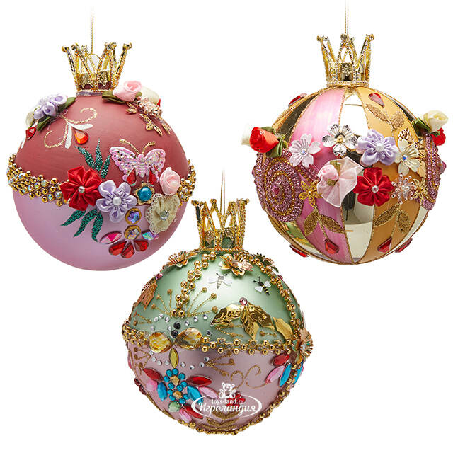 Коллекционные елочные шары Royal Bloom Collection 13 см, стекло, 6 шт EDG