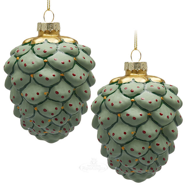 Елочные игрушки Шишки - Barleboro Lierna 10 см, стекло, 2 шт EDG