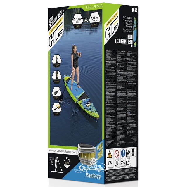 Надувной сап борд SUP Aqua Excursion Tech Set 381*79 см с аксессуарами Bestway