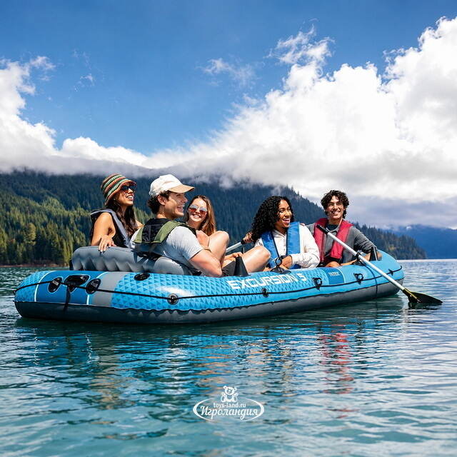 Надувная лодка Excursion (Экскуршен) пятиместная 366*168*43 см + насос и вёсла INTEX (Интекс)