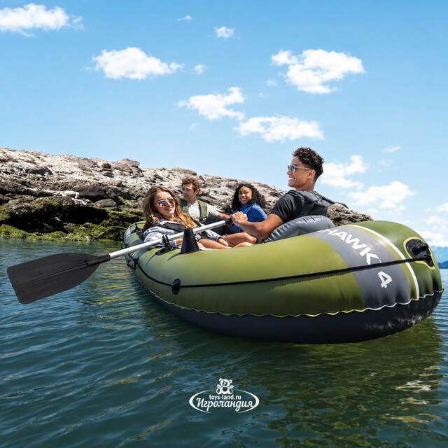 Надувная лодка Seahawk (Сихок) четырехместная 351*145*48 см + насос и весла INTEX (Интекс)