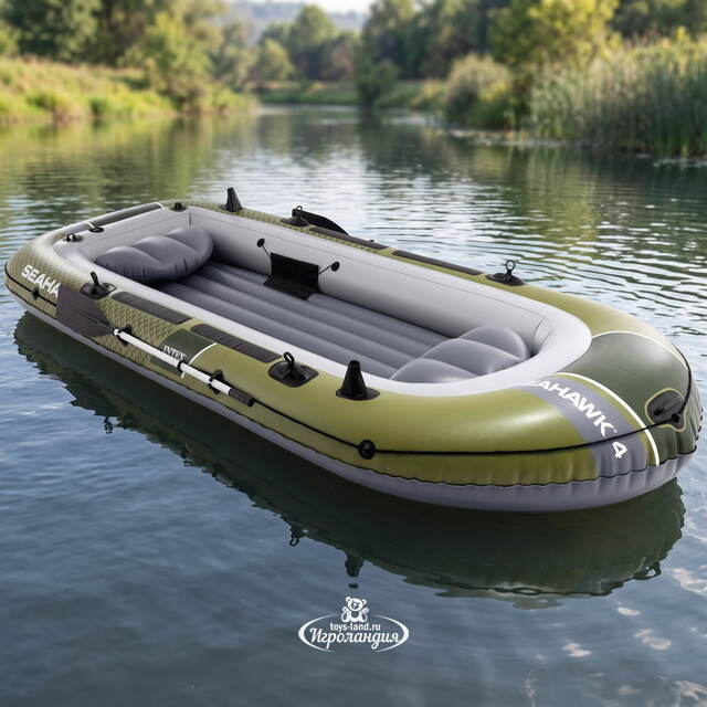 Надувная лодка Seahawk (Сихок) четырехместная 351*145*48 см + насос и весла INTEX (Интекс)