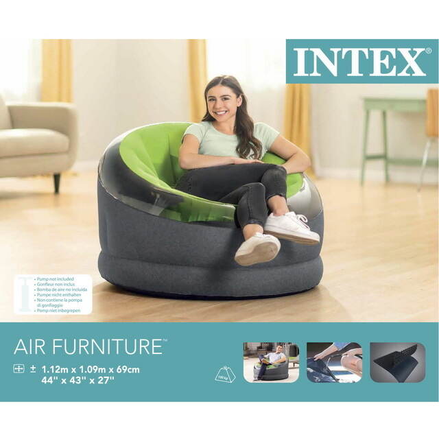 Надувное кресло Empire Chair 112*109*69 см светло-зелёное INTEX