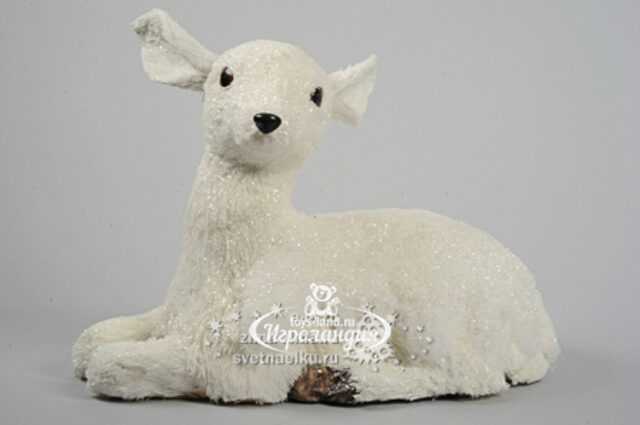 Олень лежащий, белый, 31см