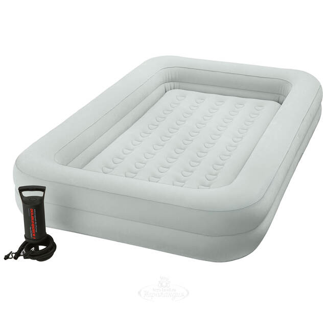 Детская надувная кровать с бортиками Kidz Travel 107*168*25 см, ручной насос INTEX
