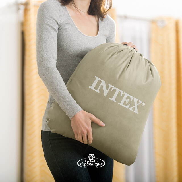 Детская надувная кровать с бортиками Kidz Travel 107*168*25 см, ручной насос INTEX