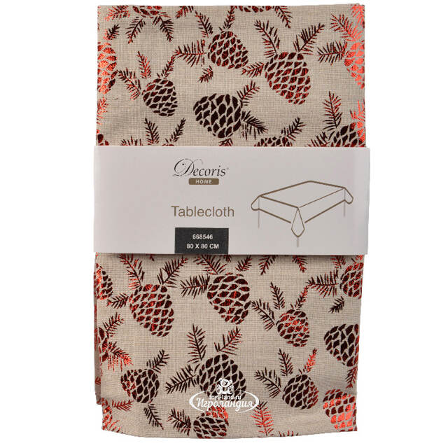 Новогодняя скатерть Нарядные Шишки 80*80 см Kaemingk