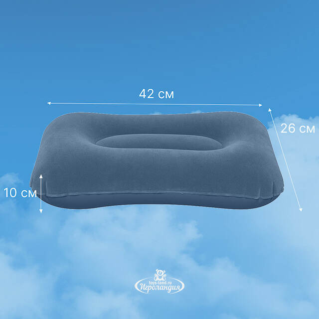 Надувная подушка 42*26*10 см синяя, флокированная Bestway