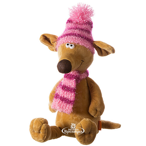 Мягкая игрушка Собака Чуча в розово-фиолетовой шапке 30 см Orange Toys