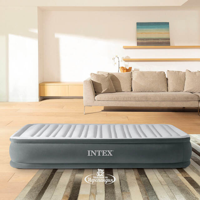 Надувная кровать с насосом Comfort-Plush 99*191*33 см INTEX