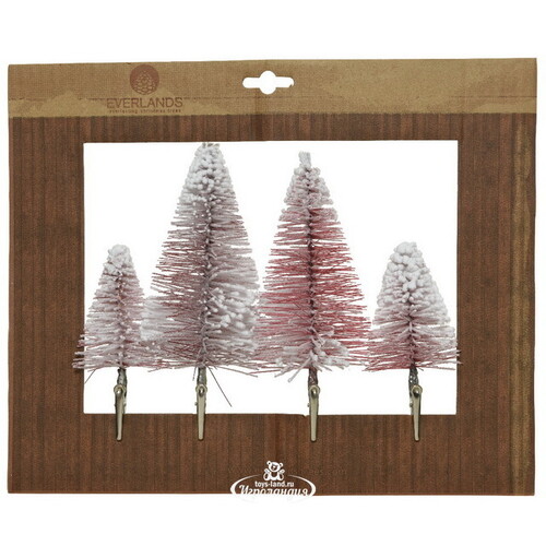 Набор декоративных украшений Little Redwood 8-14 см, 4 шт, клипса Kaemingk