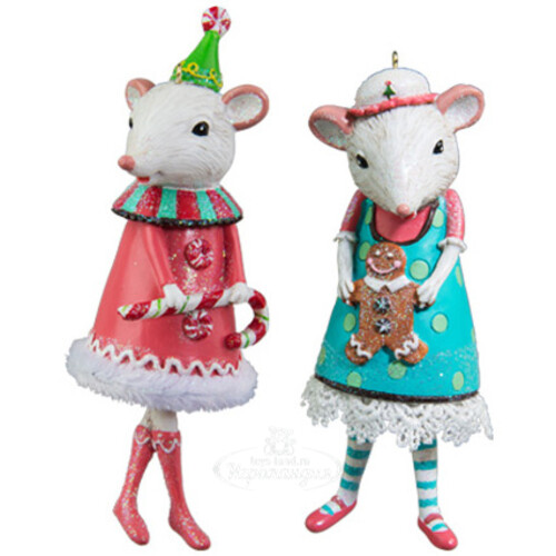 Ёлочная игрушка Мышка Вайз с пряничным человечком 12 см, подвеска Holiday Classics