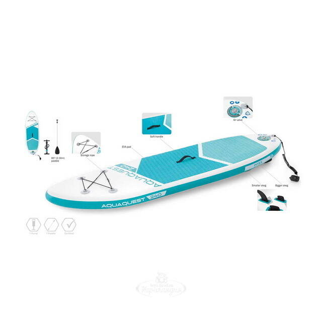 Сапборд Aqua Quest 240*76 см с аксессуарами, надувной INTEX