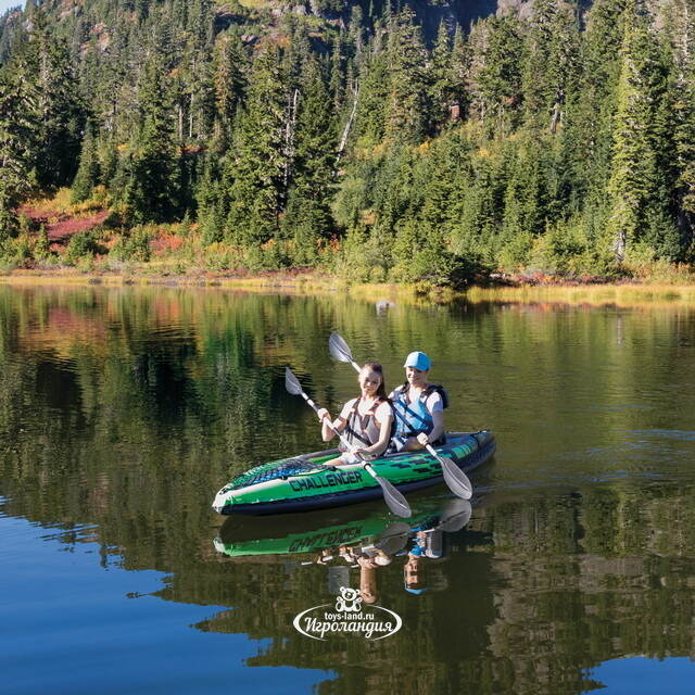 Надувная байдарка Challenger-К2 двухместная 351*76*38 см + насос и весла INTEX