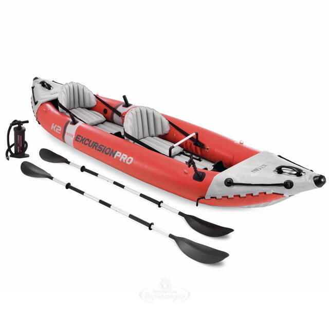 Надувная байдарка Excursion Pro двухместная 384*94*46 см + насос и вёсла INTEX