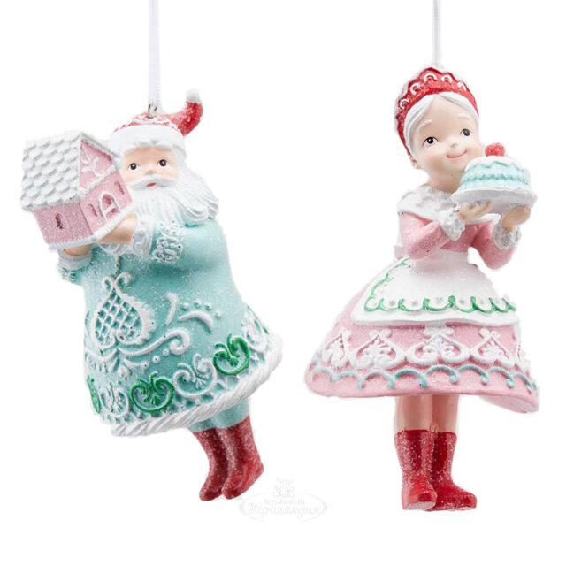 Набор елочных игрушек Mr and Mrs Candy Clause 13 см, 2 шт, подвеска EDG