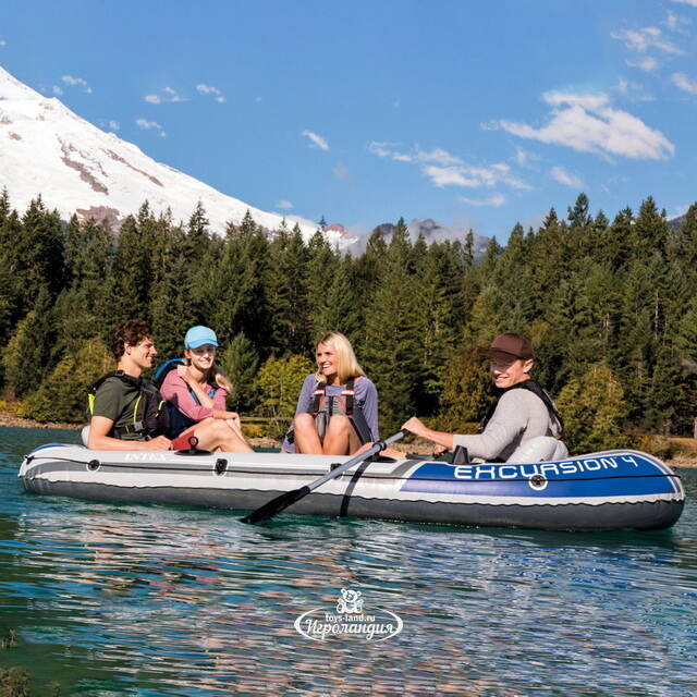 Надувная лодка Excursion-4-Set четырехместная 315*165*43 см + насос и весла INTEX