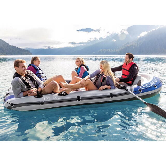 Надувная лодка Excursion-5-Set пятиместная 366*168*43 см + насос и весла уцененная INTEX
