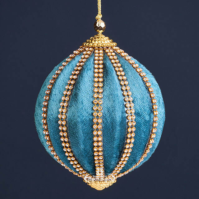 Винтажный елочный шар Regio Terciopelo 10 см бирюзовый EDG