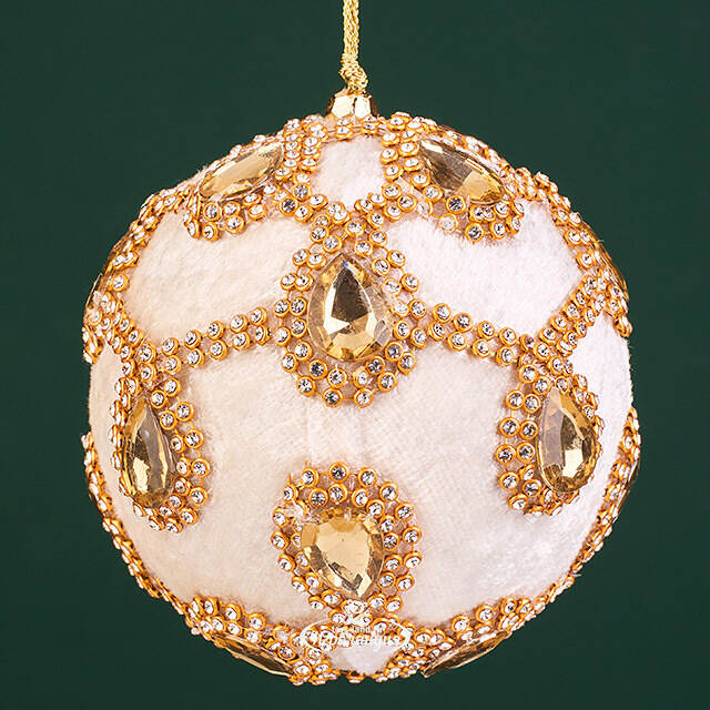 Винтажный елочный шар Regio Pana 10 см бежевый EDG