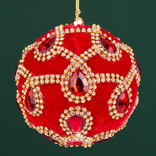 Винтажный елочный шар Regio Pana 10 см красный EDG