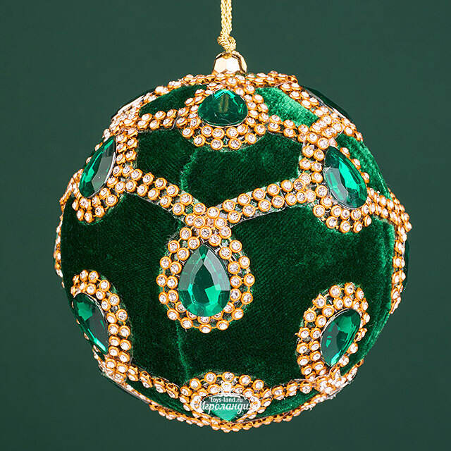 Винтажный елочный шар Regio Pana 10 см изумрудный EDG