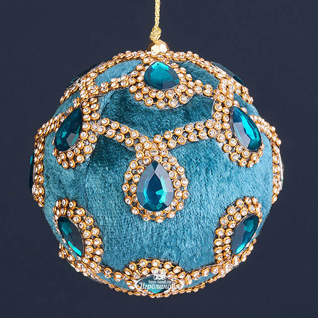 Винтажный елочный шар Regio Pana 10 см бирюзовый EDG