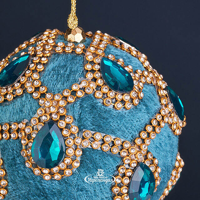 Винтажный елочный шар Regio Pana 10 см бирюзовый EDG