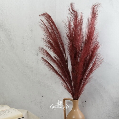 Декоративная ветка с перьями Коко Пальмьери 100 см, бордовая EDG