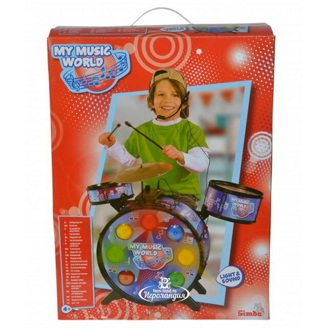 Электронная барабанная установка My Music World 55 см с микрофоном и наушниками Simba