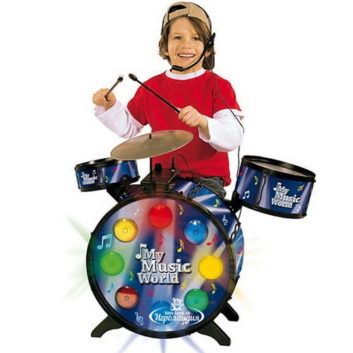 Электронная барабанная установка My Music World 55 см с микрофоном и наушниками Simba