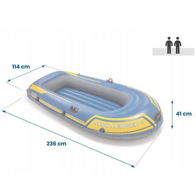 Надувная лодка Challenger-2-Set двухместная 236*114*41 см + насос и весла INTEX