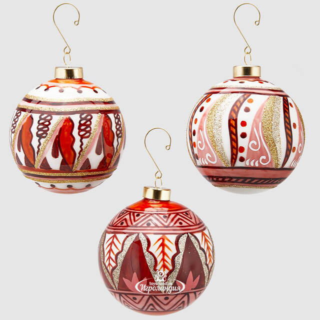 Набор стеклянных шаров Tigrostany 10 см красный, 6 шт EDG