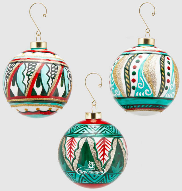 Набор стеклянных шаров Tigrostany 10 см зеленый, 6 шт EDG