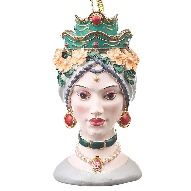 Елочная игрушка Siciliano Dama - Сеньорита Джулли 10 см зеленая, подвеска EDG