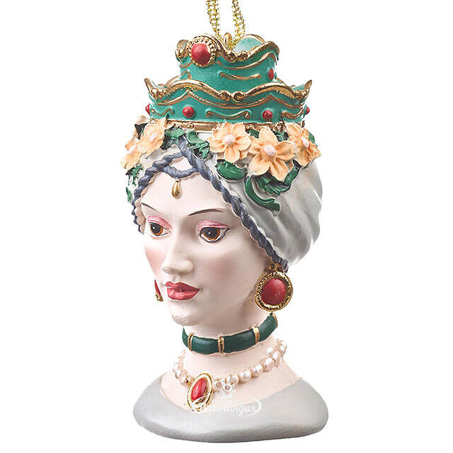 Елочная игрушка Siciliano Dama - Сеньорита Джулли 10 см зеленая, подвеска EDG