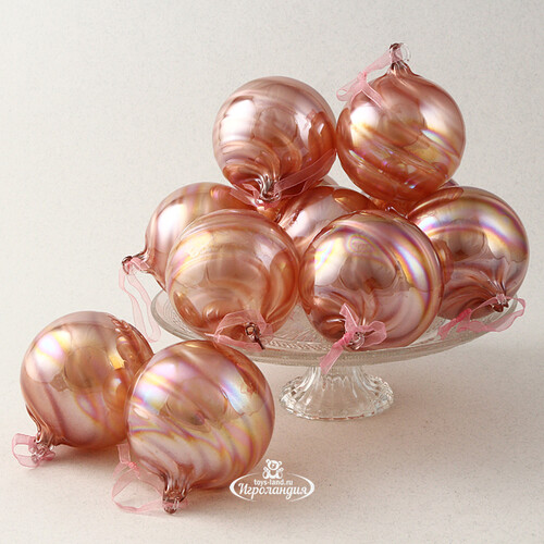 Набор стеклянных шаров Borsellino 9 см розовый, 12 шт EDG