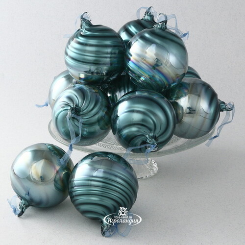 Набор стеклянных шаров Borsellino 9 см голубой, 12 шт EDG