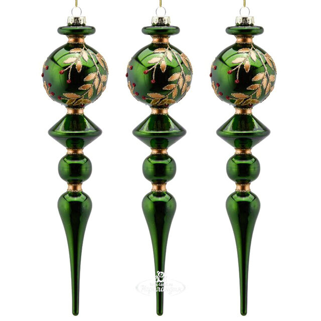 Набор стеклянных елочных игрушек Ла Мортемар 27 см, 6 шт, подвеска EDG