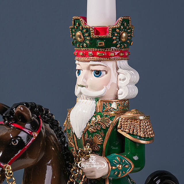 Декоративный подсвечник Щелкунчик - Prince Theodore Christmas 33 см зеленый EDG
