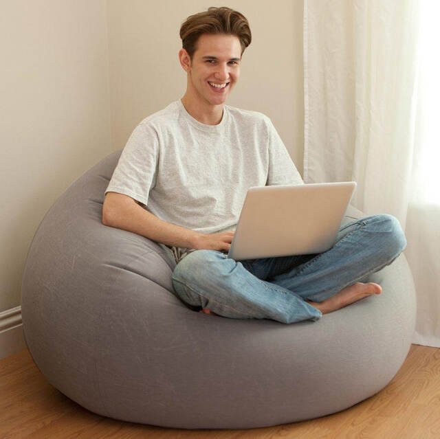 Надувное кресло Beanless Bag Chair 107*104*69 см серое INTEX