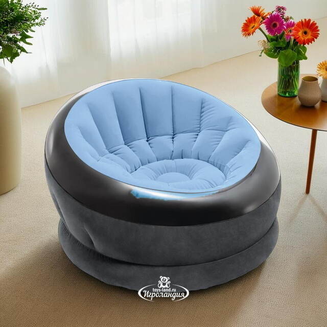 Надувное кресло Empire Chair 112*109*69 см голубое INTEX