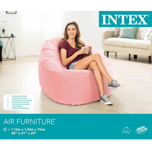 Надувное кресло Beanless Bag Chair 112*104*74 см коралловое INTEX (Интекс)