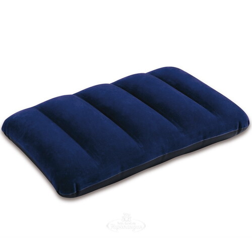 Надувная подушка 43*28*9 см синяя, флокированная INTEX