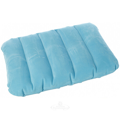 Надувная подушка 43*28*9 см голубая, флокированная INTEX